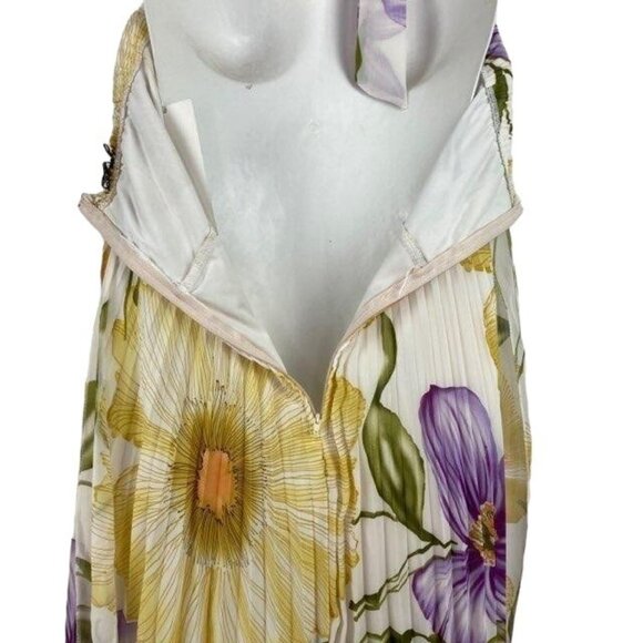 NWT Ruby Rox Juniors 13 Halter Tie Sundress Dress Gold Purple Floral Backless - Picture 4 of 13